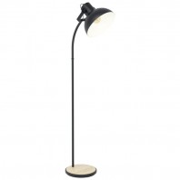 Eglo-Lubenham / Lubenham 1 F/L 1X28W E27 Floor Lamp - Anitque Nickel & Black Wood 